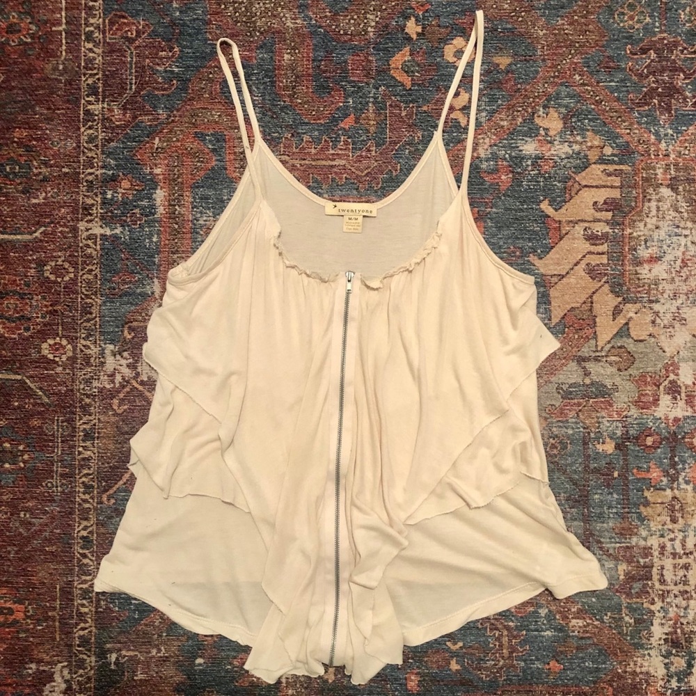 ⭐️ Cream Layered Zip-Up Tank by Forever 21